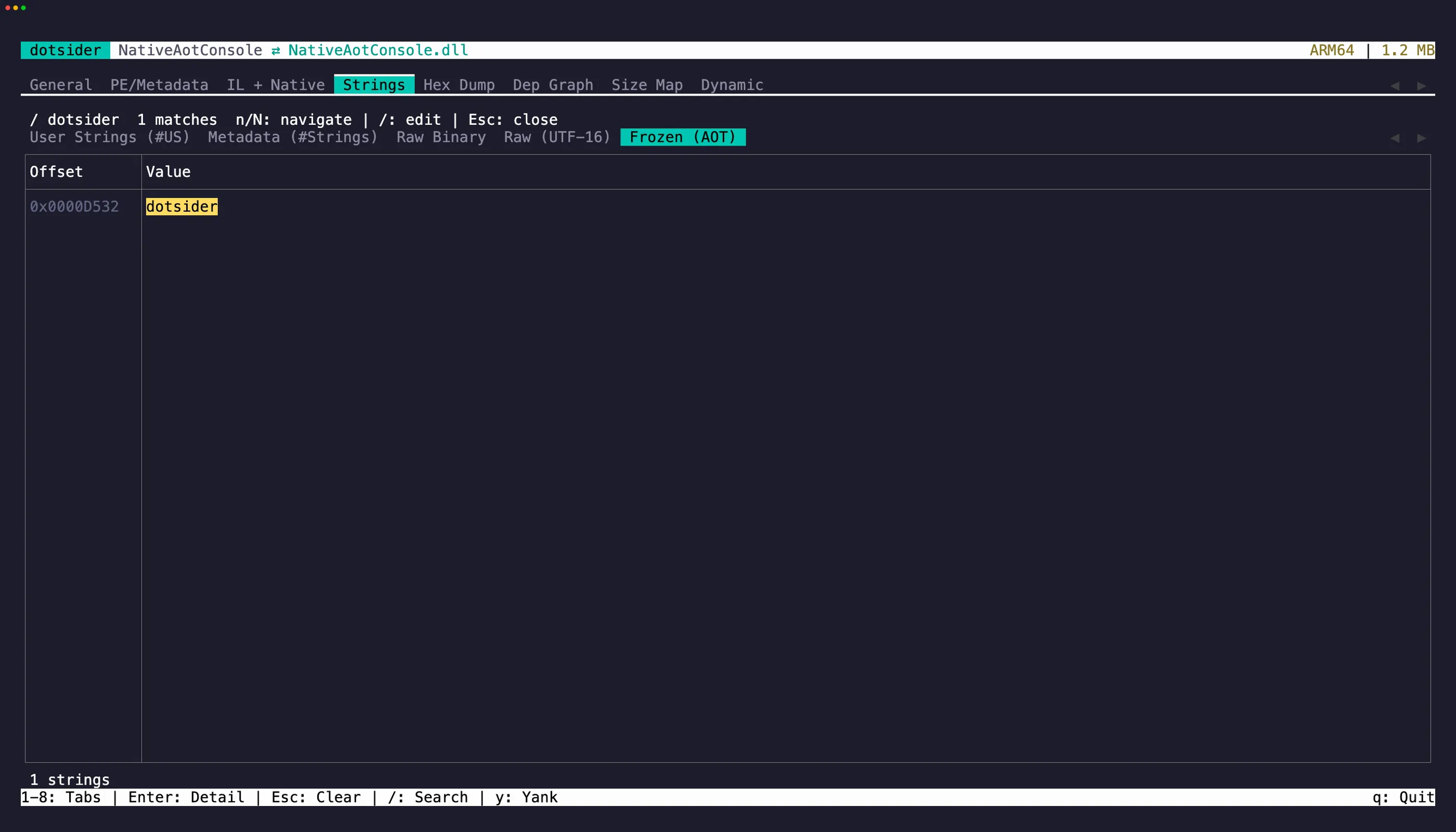 Strings tab